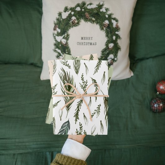 Waterverf Winter Green Seamless Pattern Inpakpapier Vel