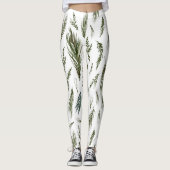 Waterverf Winter Green Seamless Pattern Leggings (Voorkant)