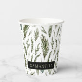 Waterverf Winter Green Seamless Pattern Papieren Bekers (Achterkant)