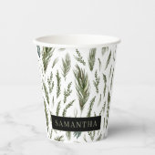 Waterverf Winter Green Seamless Pattern Papieren Bekers (Voorkant)