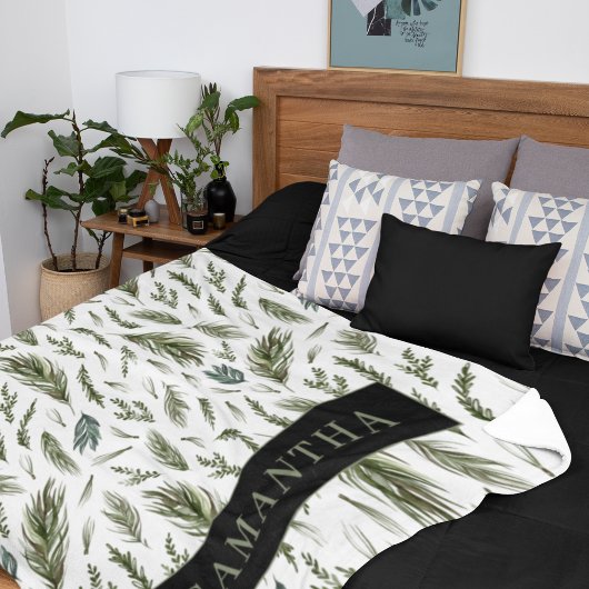 Waterverf Winter Green Seamless Pattern Sherpa Deken