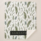 Waterverf Winter Green Seamless Pattern Sherpa Deken (Voorkant)