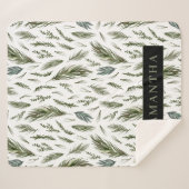 Waterverf Winter Green Seamless Pattern Sherpa Deken (Voorkant (horizontaal))