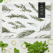 Waterverf Winter Green Seamless Pattern Theedoek (Gevouwen)