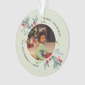 Waterverf Winter Greenery 2 Foto's Ornament (voorkant)