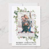 Waterverf Winter Greenery Berries Feestdagenkaart (Voorkant)