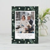 Waterverf Winter Greenery foto Feestdagenkaart (Staand voorkant)