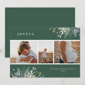 Waterverf Winter Greenery Holiday Foto Collage Feestdagenkaart (Voorkant / Achterkant)