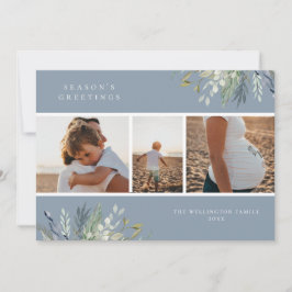 Waterverf Winter Greenery Holiday Foto Collage Feestdagenkaart