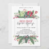Waterverf Winter Greenery Holiday Open House Kaart (Voorkant)