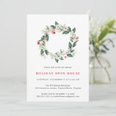 Waterverf Winter Greenery Holiday Open House Kaart (Staand voorkant)