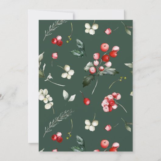 Waterverf Winter Greenery Holiday Open House Kaart (Achterkant)