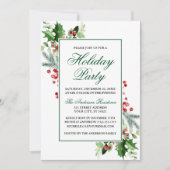 Waterverf Winter Greenery Holly Holiday Kaart (Voorkant)