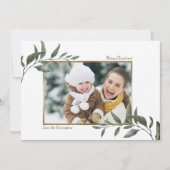 Waterverf Winter Greenery Kerstfeestdag Foto Feestdagenkaart (Voorkant)