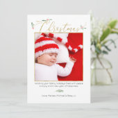 Waterverf Winter Greenery kerstfoto Feestdagenkaart (Staand voorkant)