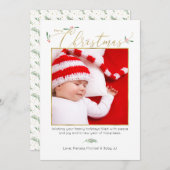 Waterverf Winter Greenery kerstfoto Feestdagenkaart (Voorkant / Achterkant)