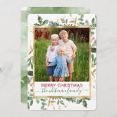 Waterverf Winter Greenery kerstfotokaart Feestdagenkaart (Voorkant / Achterkant)