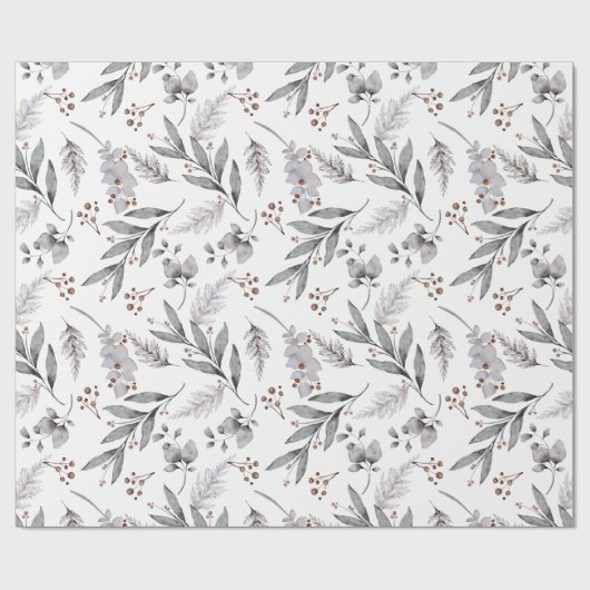 Waterverf Winter Greenery Kerstmis Cadeaupapier (Vlak)