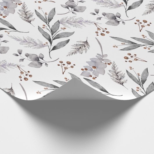 Waterverf Winter Greenery Kerstmis Cadeaupapier (Hoek)