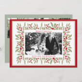 Waterverf Winter Greenery Lijst Kerst Kaart (Voorkant / Achterkant)