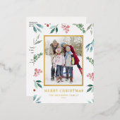 Waterverf Winter Greenery Lijst kerstfoto Folie Feestdagen Briefkaart (Voorkant / Achterkant)