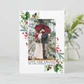 Waterverf Winter Greenery Love Bedankt Wedding (Staand voorkant)
