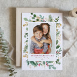 Waterverf Winter Greenery Season's Greetings Feestdagen Kaart<br><div class="desc">Stuur uw seizoensgroeten in stijl met onze aanpasbare foto-vakantiekaart. Deze kaart is voorzien van een prachtig waterverf wintergroen ontwerp aangevuld met faux gouden folie accenten. U kunt uw favoriete foto en een persoonlijk bericht toevoegen. Of u nu wensen stuurt naar familie, vrienden of collega's, onze botanische fotovakantiekaart biedt een prachtige...</div>
