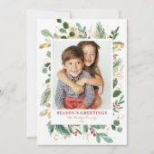 Waterverf Winter Greenery Season's Greetings Feestdagenkaart (Voorkant)