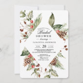 Waterverf Winter Groene Dennenboom & Dennenappel Kaart (Voorkant)