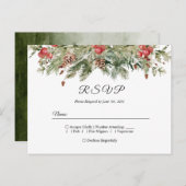 Waterverf Winter Groene Dennenboom & Dennenappel Uitnodiging Briefkaart (Voorkant / Achterkant)