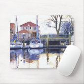 waterverf "Winter Harbour" Boats Muismat (Met muis)
