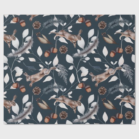 Waterverf Winter Hare Cadeaupapier (Vlak)