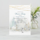 Waterverf Winter Holiday Party Penguin Invitation (Staand voorkant)