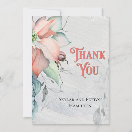 Waterverf Winter Holiday Poinsettia Bedankkaart (Voorkant)