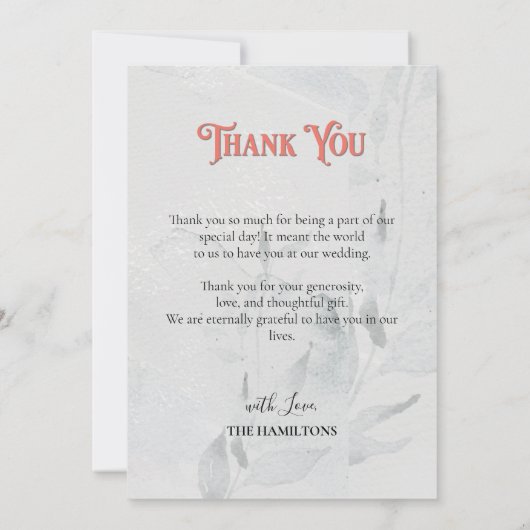 Waterverf Winter Holiday Poinsettia Bedankkaart (Achterkant)