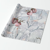 Waterverf Winter Holly Berries en sneeuwkerst Cadeaupapier (Uitgerold)