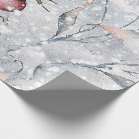 Waterverf Winter Holly Berries en sneeuwkerst Cadeaupapier (Hoek)