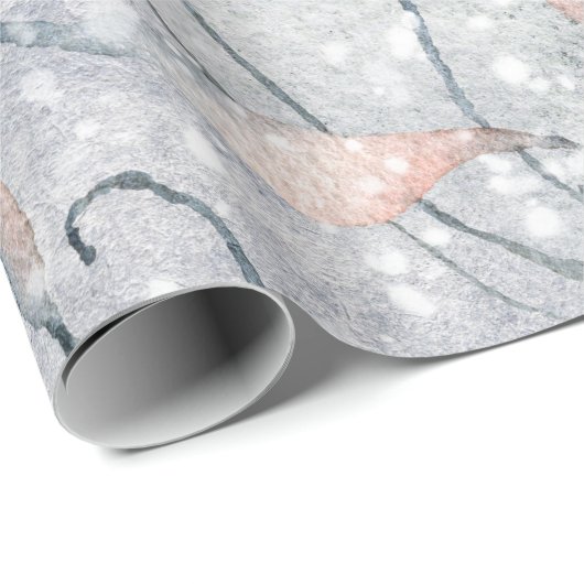 Waterverf Winter Holly Berries en sneeuwkerst Cadeaupapier (Rol Hoek)