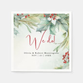 Waterverf Winter Holly en bessen Servet (Voorkant)