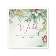 Waterverf Winter Holly en bessen