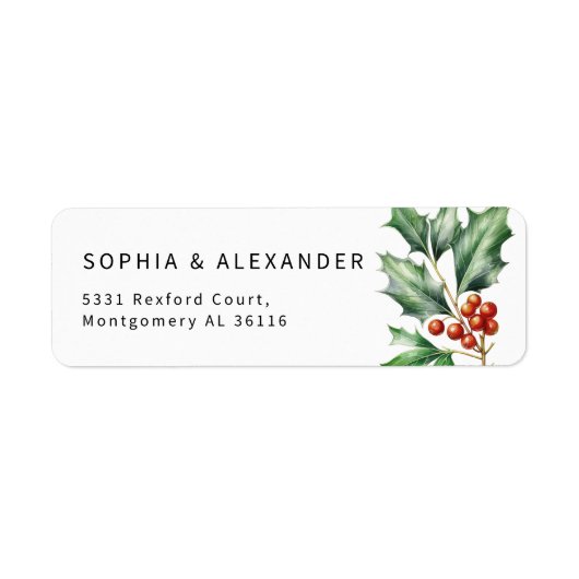 Waterverf Winter Holly Etiket (Voorkant)