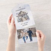 Waterverf Winter Home Kerstmis Groeten All In One Uitnodiging (Afscheurbaar)