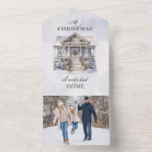 Waterverf Winter Home Kerstmis Groeten All In One Uitnodiging (Binnen)