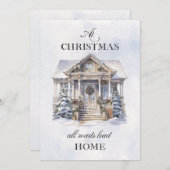 Waterverf Winter Home Kerstmis Groeten Feestdagenkaart (Voorkant / Achterkant)