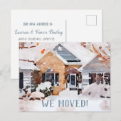 Waterverf Winter Home, we verhuisden Aankondigingskaart (Voorkant / Achterkant)