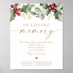 Waterverf Winter Hulst Kerst Huwelijk Herdenking Poster
