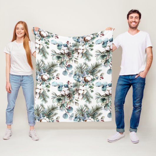 Waterverf Winter Katoenen Pine Christmas Fleece Deken (In situ)