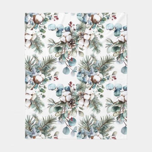 Waterverf Winter Katoenen Pine Christmas Fleece Deken (Voorkant)