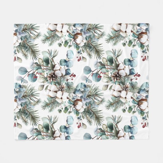 Waterverf Winter Katoenen Pine Christmas Fleece Deken (Voorkant (Horizontaal))