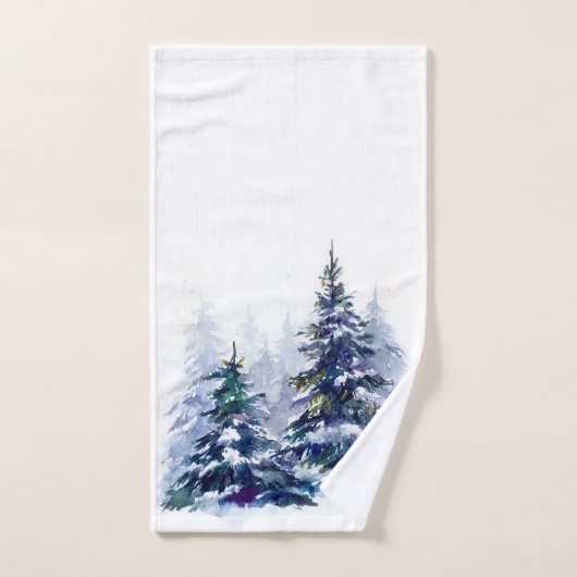 Waterverf winter kerstboom moderne tijd bad handdoek (Handdoek)
